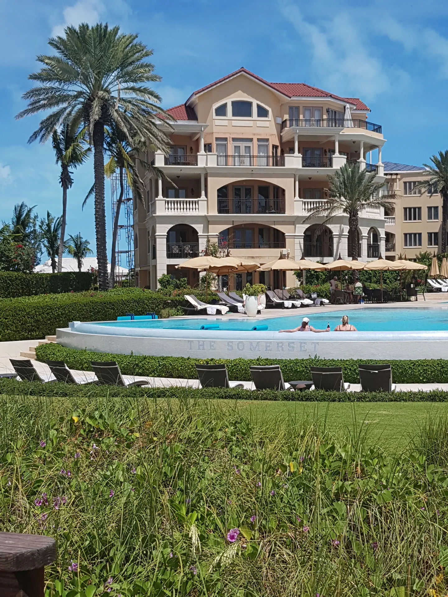 Pool and beachfront resort building at The Somerset on Grace Bay.
