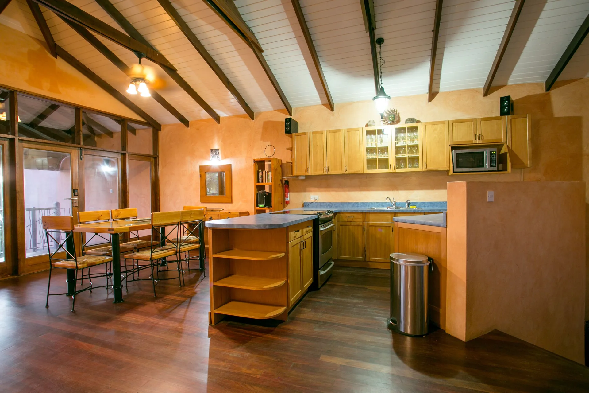 True Blue Bay Resort kitchen and dining area with vaulted ceiling at True Blue Bay Resort.
