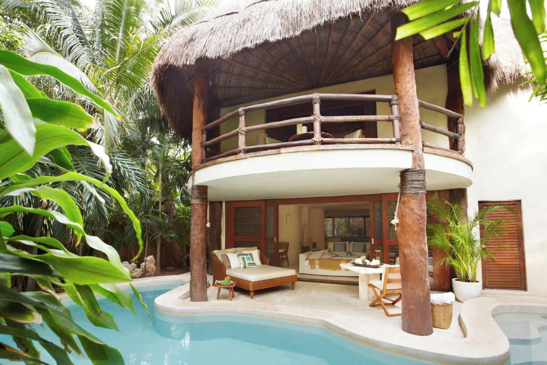 Ocean View Two Level Villa two-story exterior with pool at Viceroy Riviera Maya.