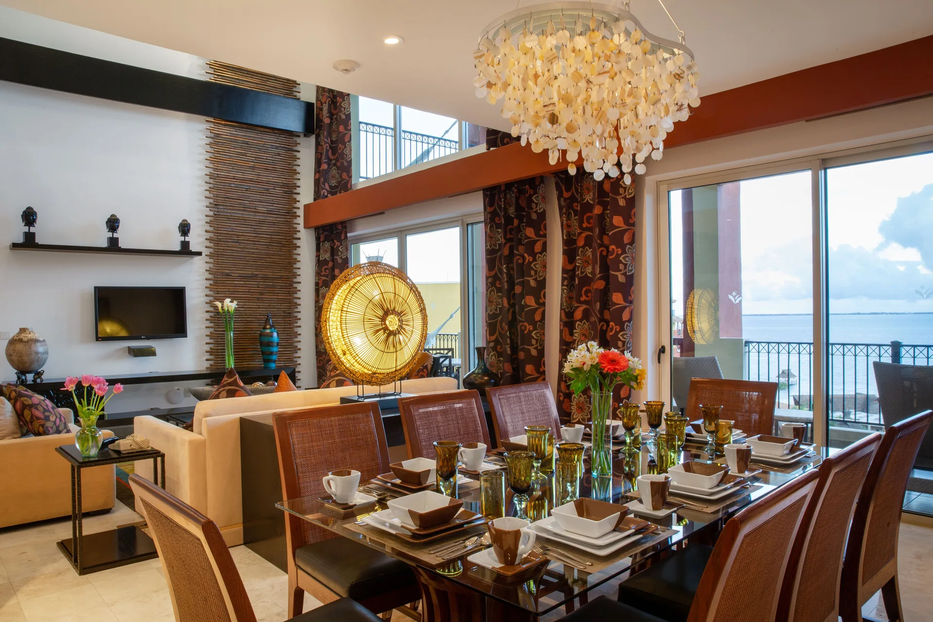 Three Bedroom Loft dining area set for guests at Villa del Palmar Cancun Beach Resort & Spa.