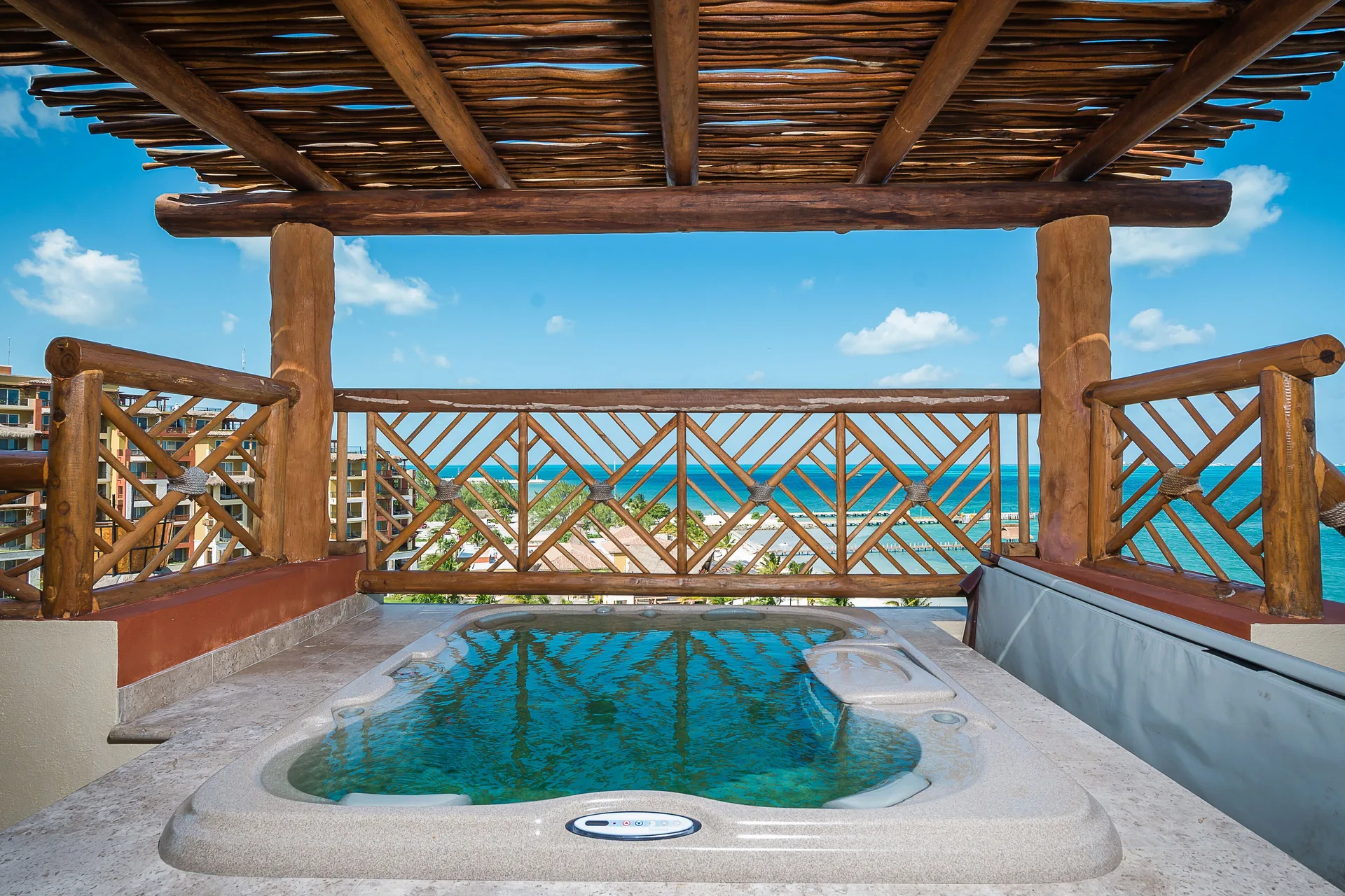 Private terrace plunge pool with ocean view at Villa del Palmar Cancun Beach Resort & Spa.