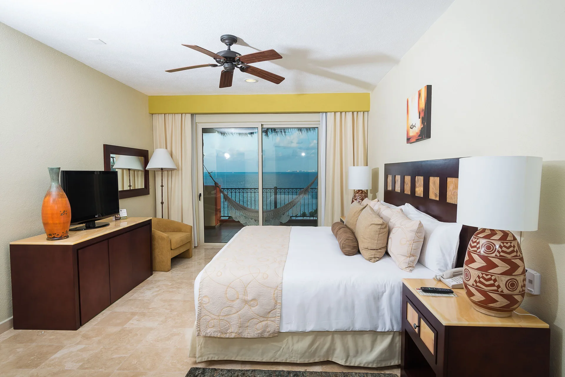 Second ocean-view bedroom in the Two Bedroom Penthouse at Villa del Palmar Cancun Beach Resort & Spa.