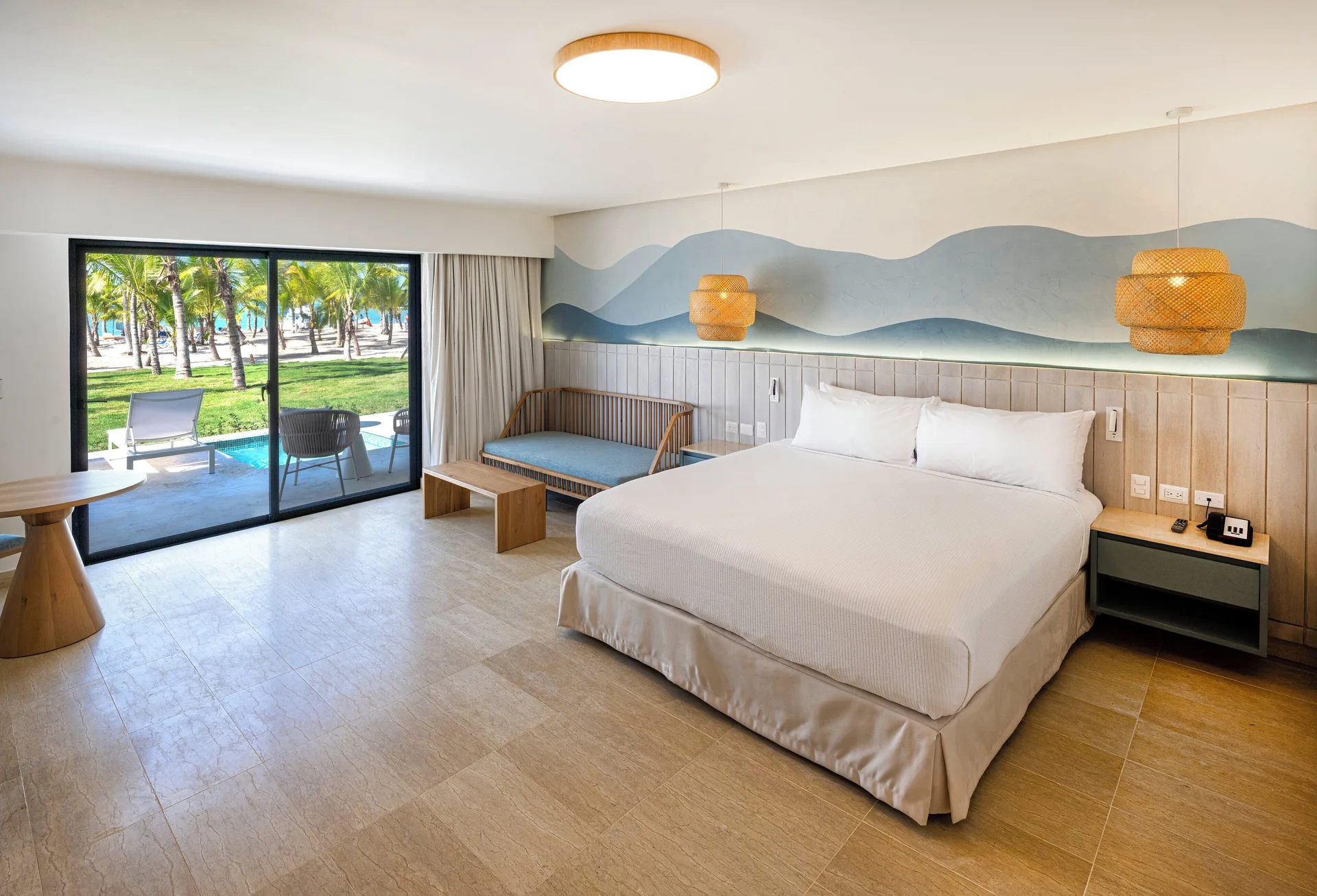 Splash Room with king bed and patio pool access at Viva Miches.