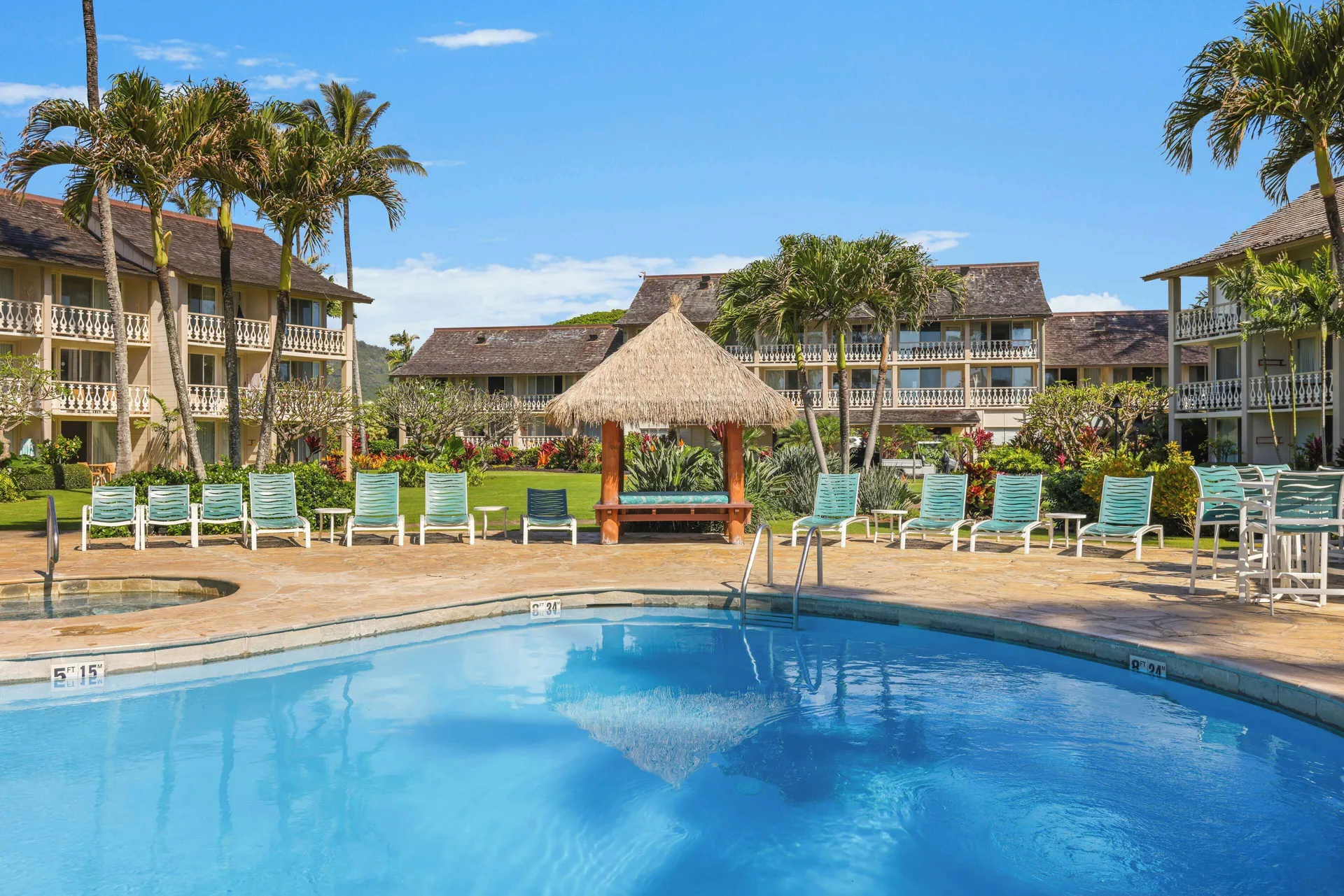 Aston Islander on the Beach Kapaa beachfront condo-style hotel with tropical gardens and pool